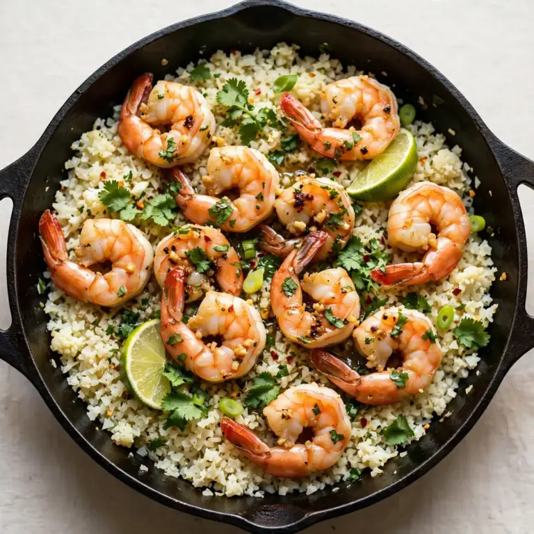 Cosy Cilantro Lime Shrimp Skillet & Cauliflower Rice
