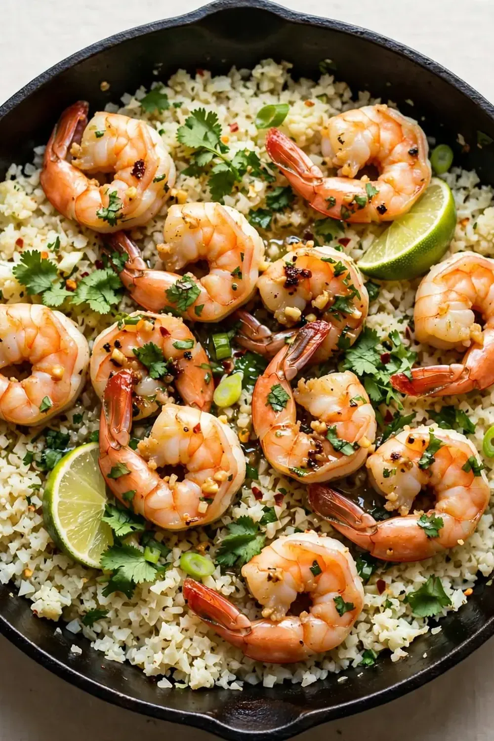 Cilantro Lime Shrimp Skillet with Cauliflower Rice