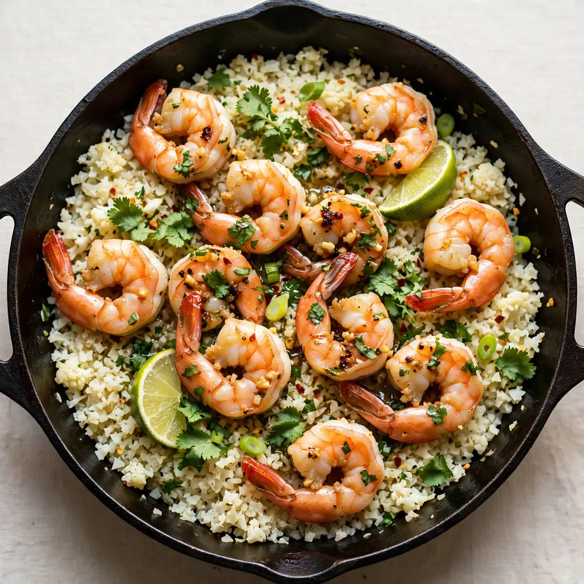 Cosy Cilantro Lime Shrimp Skillet & Cauliflower Rice