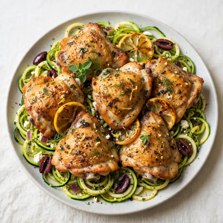 Cozy Weekend Greek Lemon Chicken Thighs with Zucchini Noodles