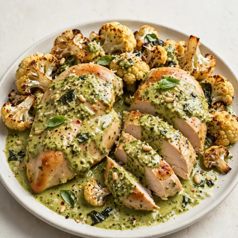 Cozy Weekend Project: Creamy Pesto Chicken with Roasted Cauliflower
