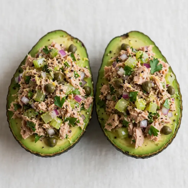 Cozy Weekend Project: Quick Tuna Salad Loaded Avocado Halves