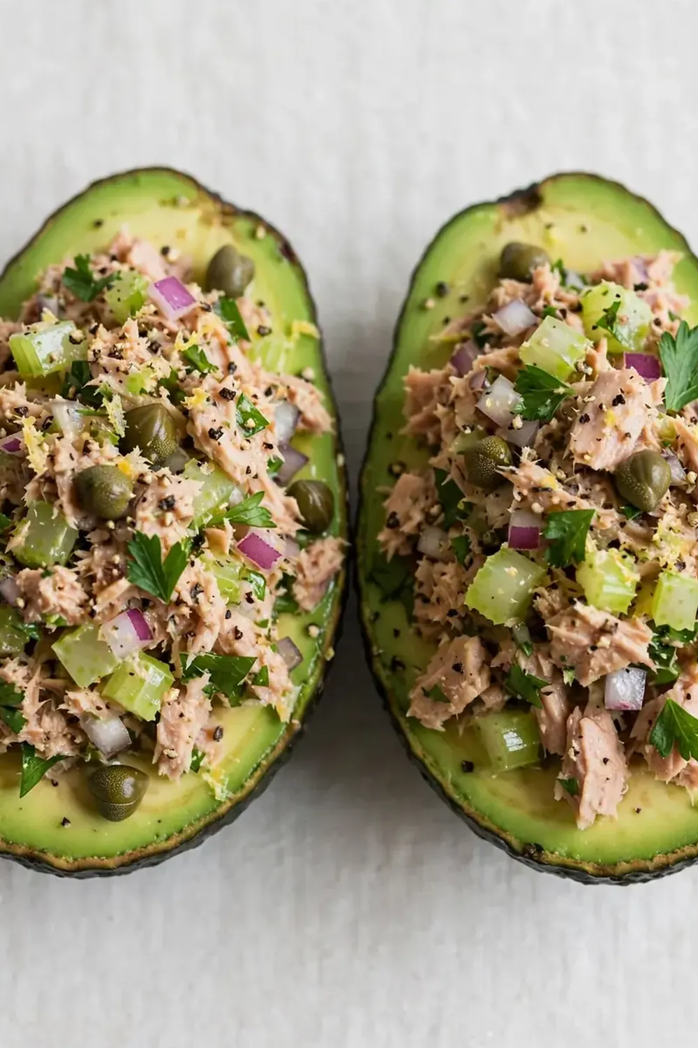 Quick Tuna Salad Loaded Avocado Halves